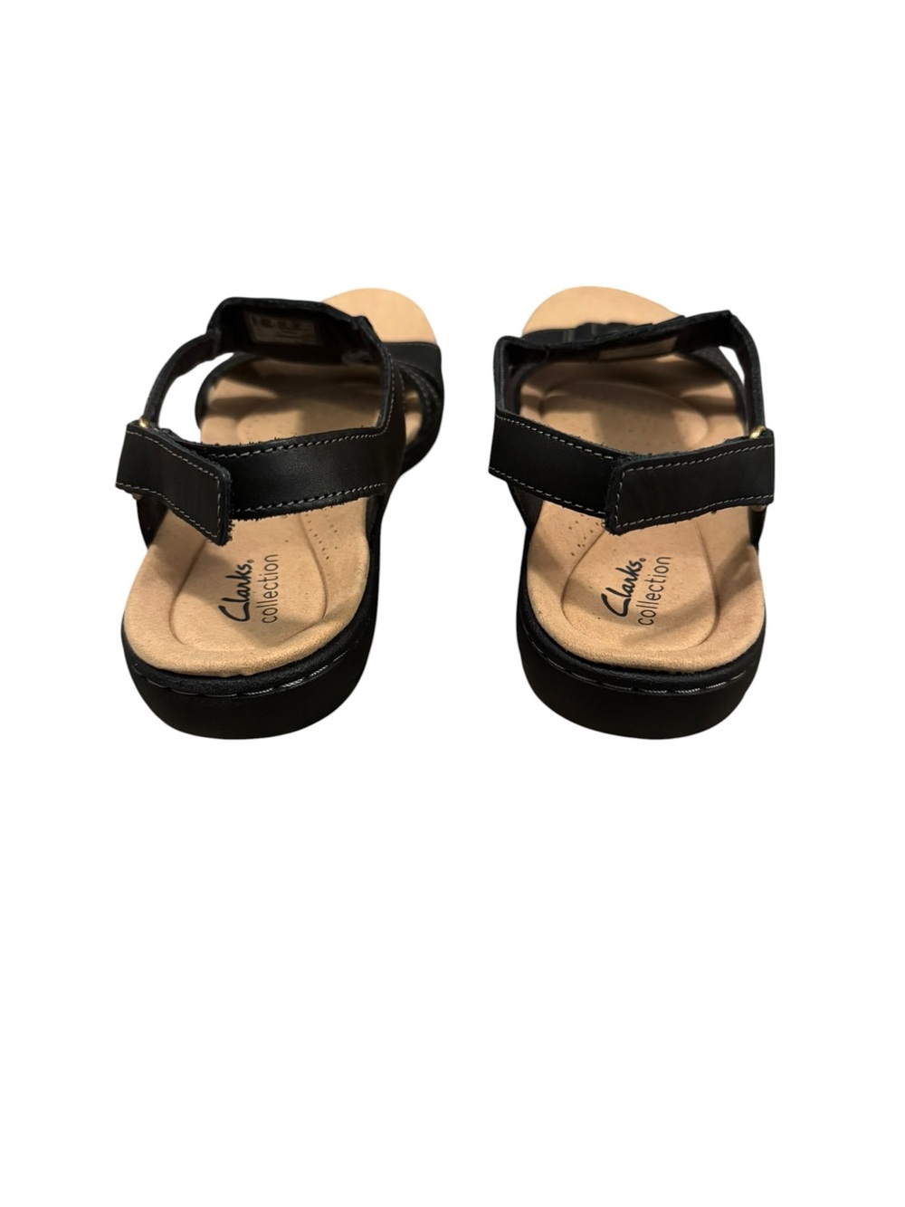 Clarks Black Women's Leather T-strap Sandals - Comfort Footbed Women’s size 9.5 - Picture 3 of 8